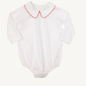 Beaufort Bonnet company Peter Pan collar with Red Trim onesie 6-12 months